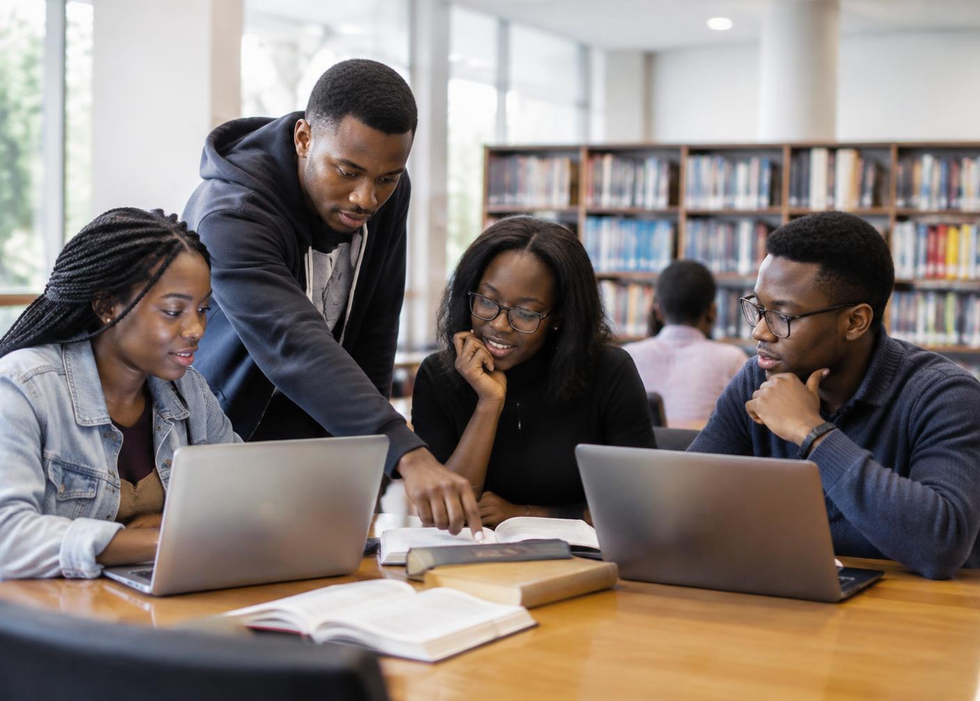 Young researchers studying together